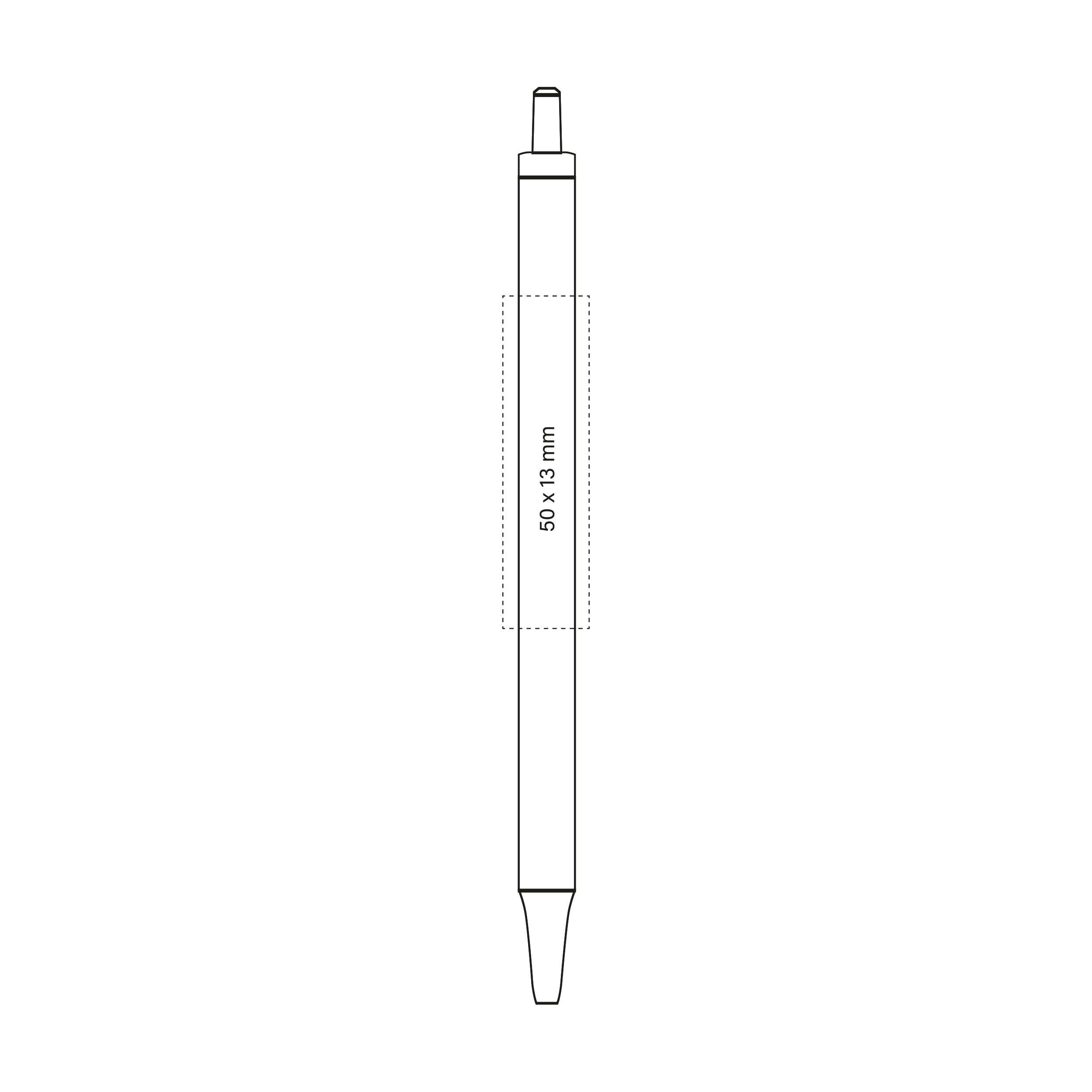 Schaft gegenüber Clip (1,3 x 5,0 cm)