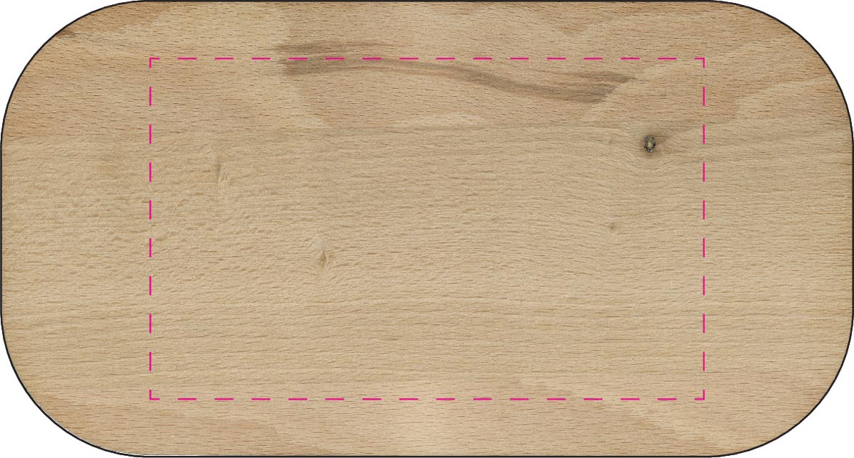 mittig auf Deckel (13x8 cm)