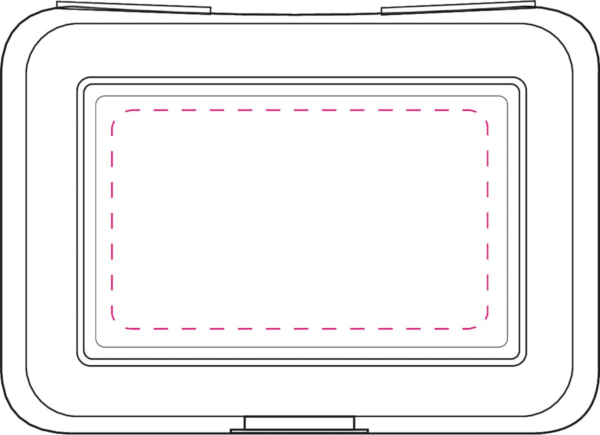 mittig auf Deckel (11x6,4 cm)