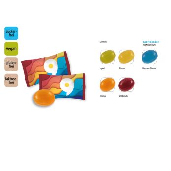Bonbon zuckerfrei vegan Flowpack, Sport Bonbon mit Magnesium
