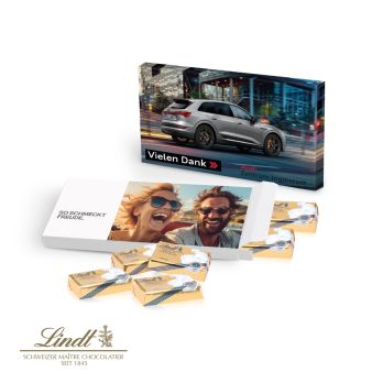Präsentbox mit Lindt Schokotäfelchen