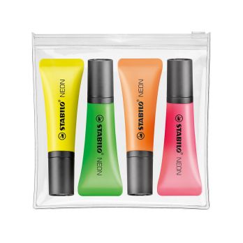 STABILO NEON 4er Zip-Etui Leuchtmarkierer