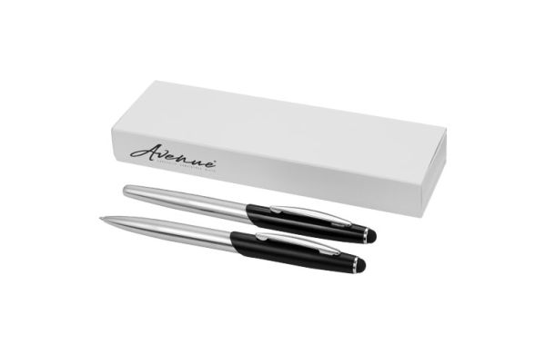 Geneva Stylus Kugelschreiber- und Tintenrollerset - silber, schwarz 