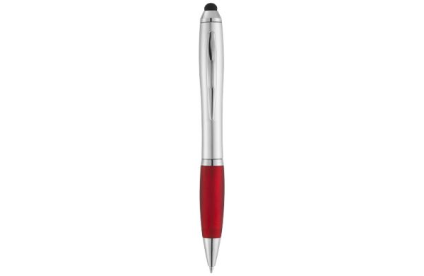 Nash Stylus Kugelschreiber silbern mit farbigem Griff - silber, rot 