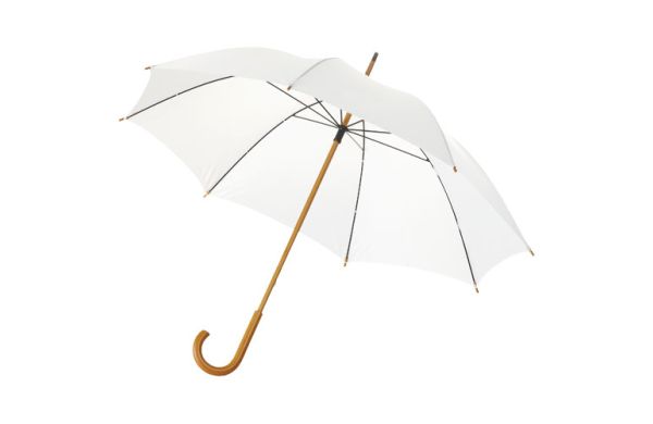 Jova 23" Regenschirm mit Holzstange und -griff - weiss 
