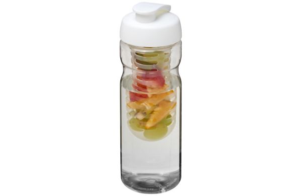 H2O Active® Base 650 ml Sportflasche mit Klappdeckel und Infusor - transparent, weiss 