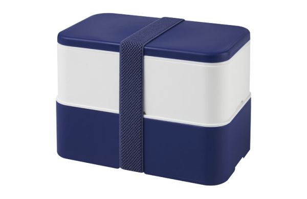 MIYO Doppel-Lunchbox - blau, weiss, blau 