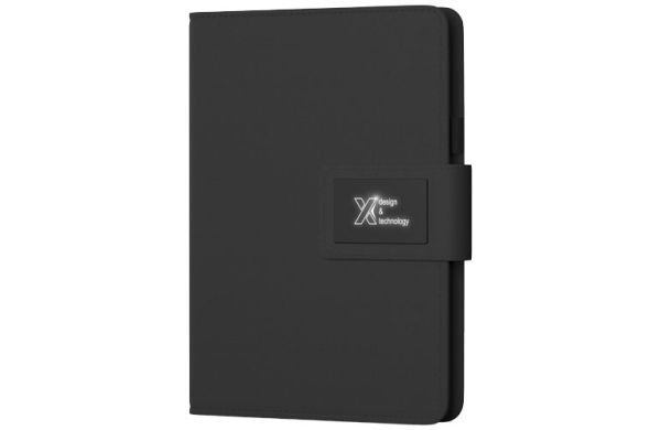 SCX.design O16 A5 Notizbuch mit Powerbank und Leuchtlogo - schwarz 