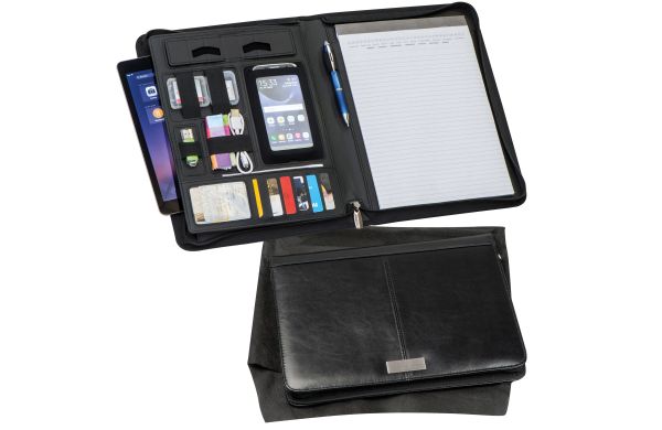 A4 Schreibmappe aus Kunstleder - schwarz