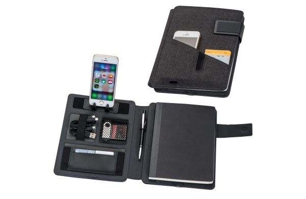 A5 Mappe mit integrierter Powerbank 4000 mAh - schwarz