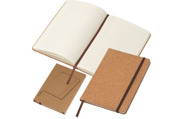 A5 Notizbuch mit Korkeinband und linierten Seiten - beige