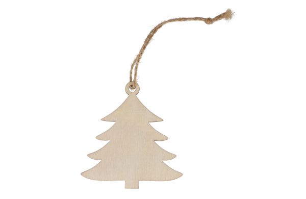 Baumförmiges Weihnachtsornament aus Holz, natur
