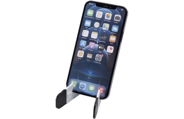 Buna faltbare Tablet- und Smartphonehalterung aus recyceltem Kunststoff, weiss