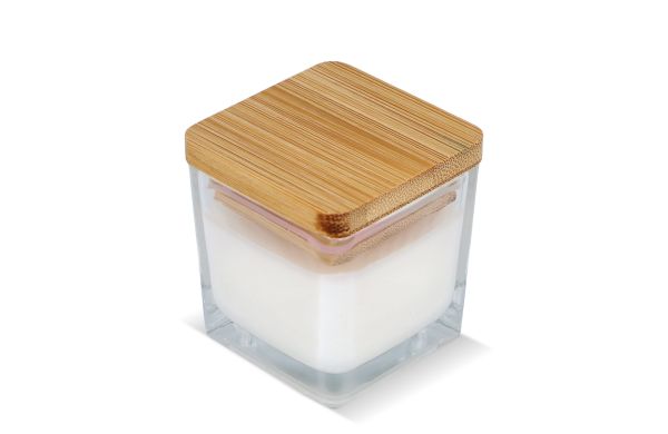 Chakra Kerze auf pflanzlicher Basis im Glasgefäß, weiss