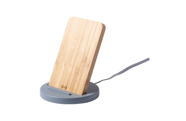Chemek Wireless-Charger/Handyhalter, grau/natur