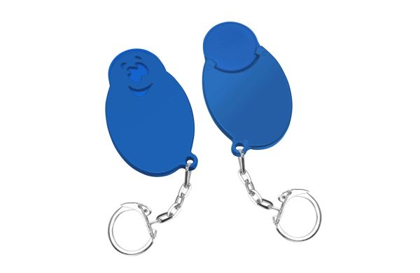 Chiphalter mit 1Euro-Chip_ Gliederkette und Ring Gesicht_ blau-blau