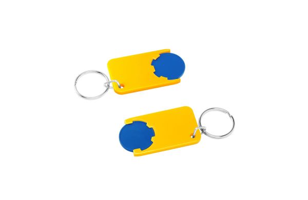 Chiphalter mit 1Euro-Chip und Ring Beta_ blau-gelb