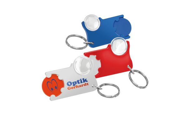 Chiphalter mit Ring, 1€-Chip und Lupe