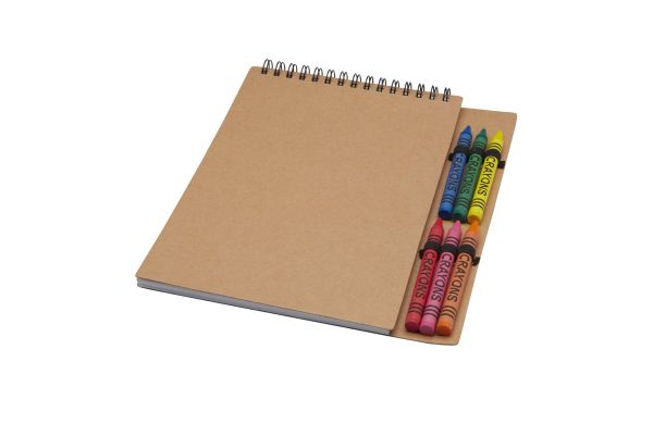 Doodle A5 Softcover Spiralnotizbuch mit Farbstiftset, natur