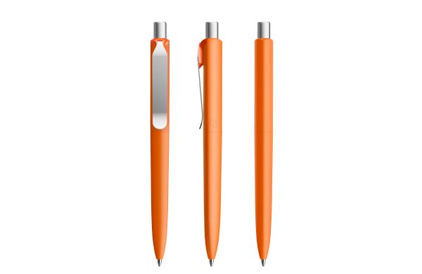 prodir DS8 Soft Touch PSR Push Kugelschreiber Orange-Silber satiniert, blaue Miene