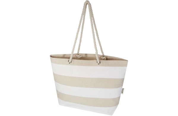 Florida 270 g/m² Strandtragetasche aus recyceltem GRS-Material, natur/weiss