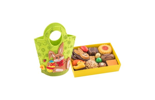 Geschenkartikel: Filztasche Hase, Ostergebäckmischung 200 g