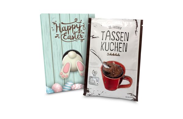 Geschenkartikel: Oster Tassenkuchen Schokolade (Backmischung 70 g), auch in individueller Stecktasche