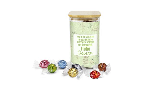 Geschenkset: Lindor Team-Glas Frohe Ostern mit 35 Lindt Lindorkugeln