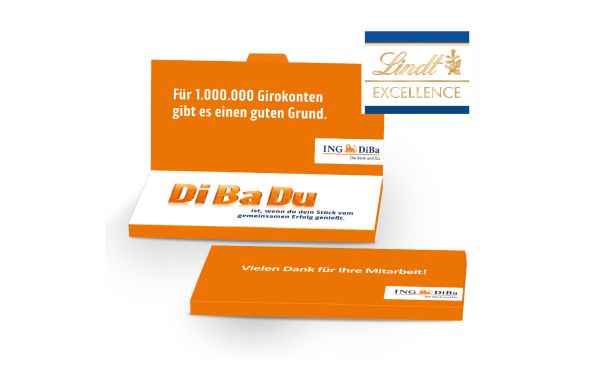 Grußkarte mit Schokoladentafel von Lindt Excellence Klimaneutral FSC