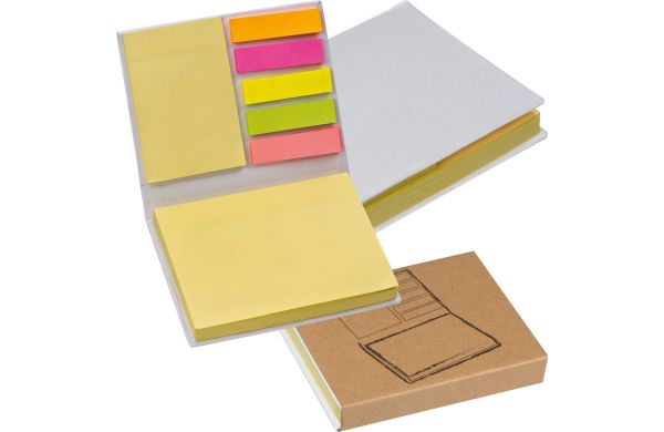 Haftmarker- und Haftnotizzettel im weißen Hardcover - weiß