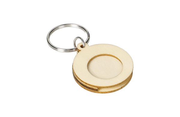 Holzchip-Schlüsselanhänger "Circle", beige