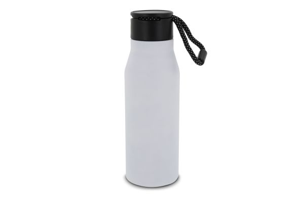 Isolierflasche mit Trageschlaufe 600ml, weiss