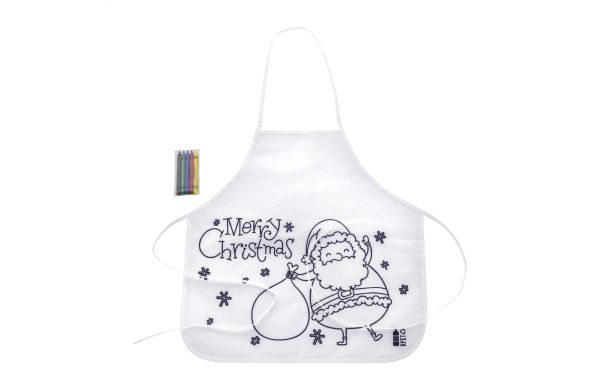 Julfar Cook Weihnachtsschürze zum Ausmalen für Kinder, weiss