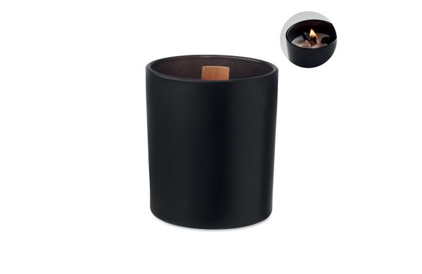 Kerze im Glas 200 g mit Vanille-Duft - schwarz