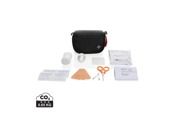 Kleines Erste-Hilfe-Set in RCS recycelter Nubuk-PU Tasche, schwarz