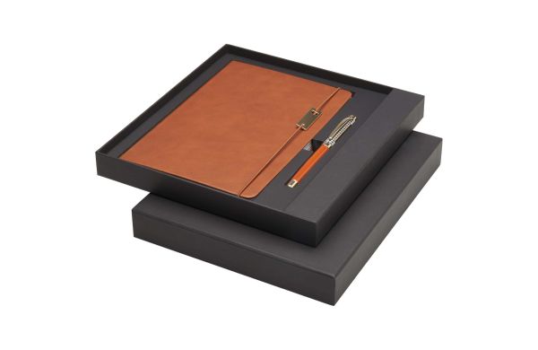 Legato A5 Notizbuch und Tintenroller Set, mittelbraun