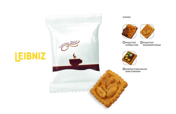 Leibniz Kekse Knusper Snack & Kunterbunt Flowpack, Leibniz Knusper Snack mit Cornflakes, ca. 10 g, weiß