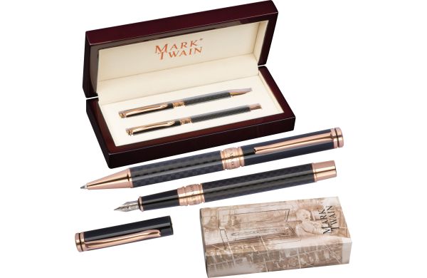 Mark Twain Schreibset in einem Holzetui - schwarz