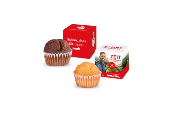 Muffin Mini im Werbewürfel Klimaneutral FSC