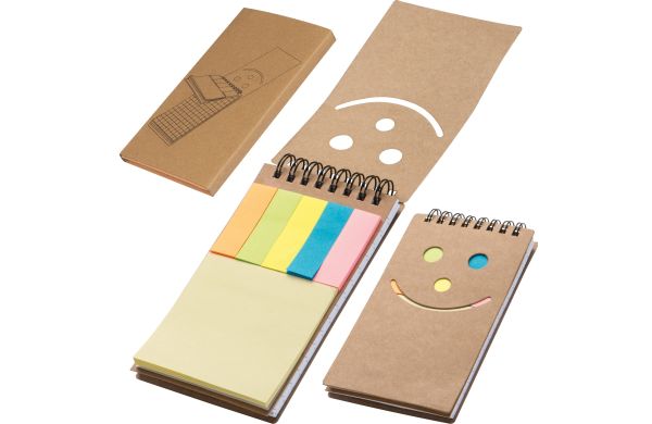 Notizblock mit Spiralbindung und einem Smile Gesicht - braun