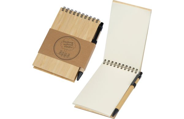 Notizbuch mit Bambuscover - beige