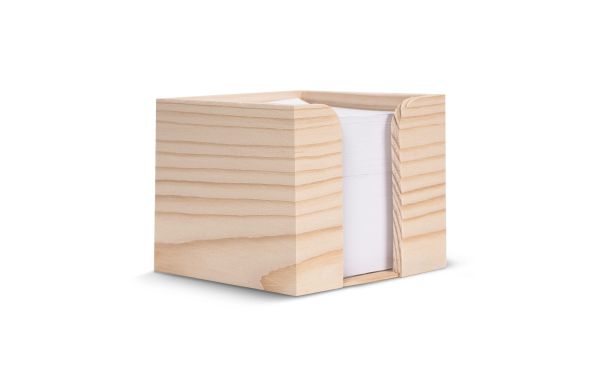 Notizzettel 10x10x8,5cm in Würfelholzbox, natur