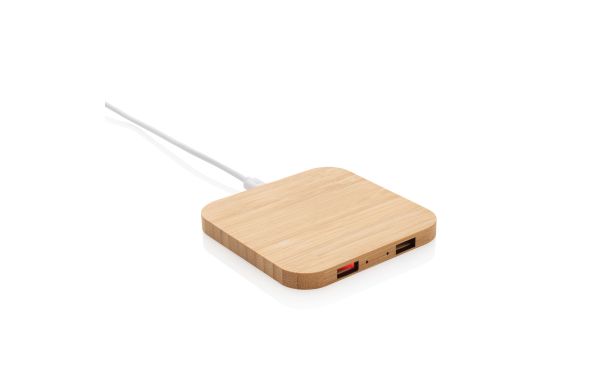 5W-Wireless-Charger aus Bambus mit USB/braun