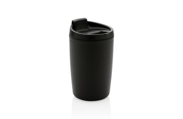 GRS recycelter PP-Becher mit Flip-Deckel/schwarz