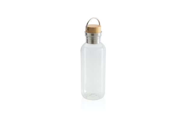 GRS rPET Flasche with Bambusdeckel und Griff/transparent