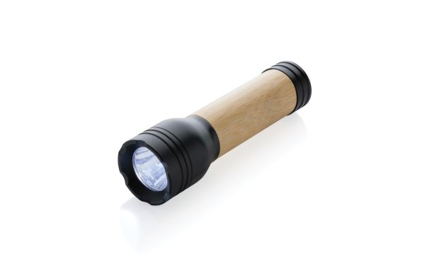 Lucid 1W Taschenlampe aus RCS recycelt. Kunststoff & Bambus/schwarz