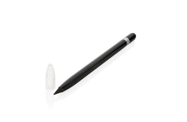 Tintenloser Stift aus Aluminium mit Radiergummi/schwarz