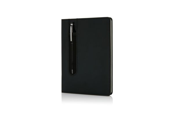 Basic Hardcover PU A5 Notizbuch mit Stylus-Stift/schwarz