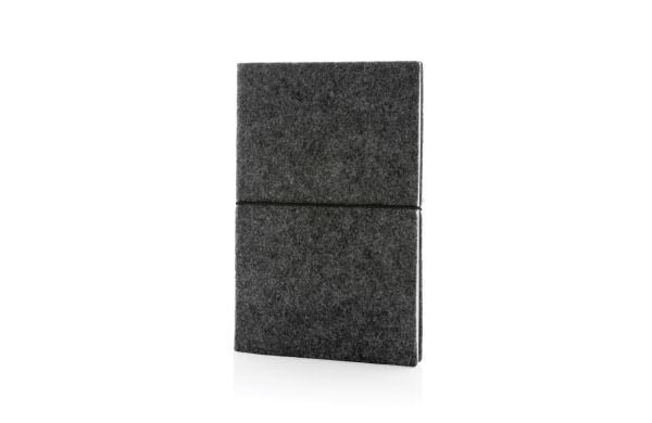 A5-Softcover-Notizbuch aus GRS zertifiert recyceltem Filz/schwarz
