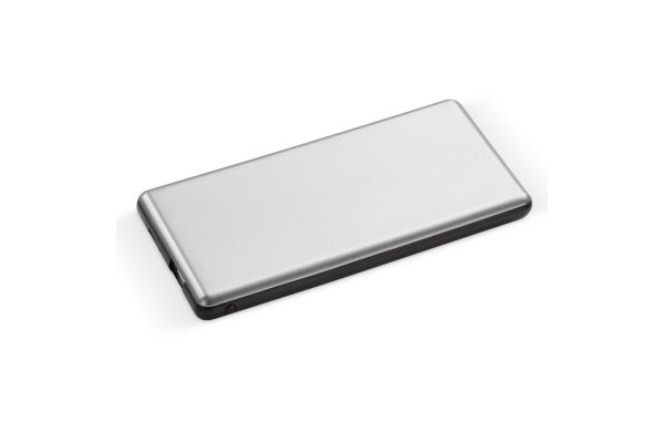 Powerbank 4000mAh mit Logo-Beleuchtung, silber - schwarz